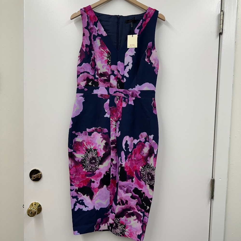 Trina Turk Navy and Pink Floral Dress